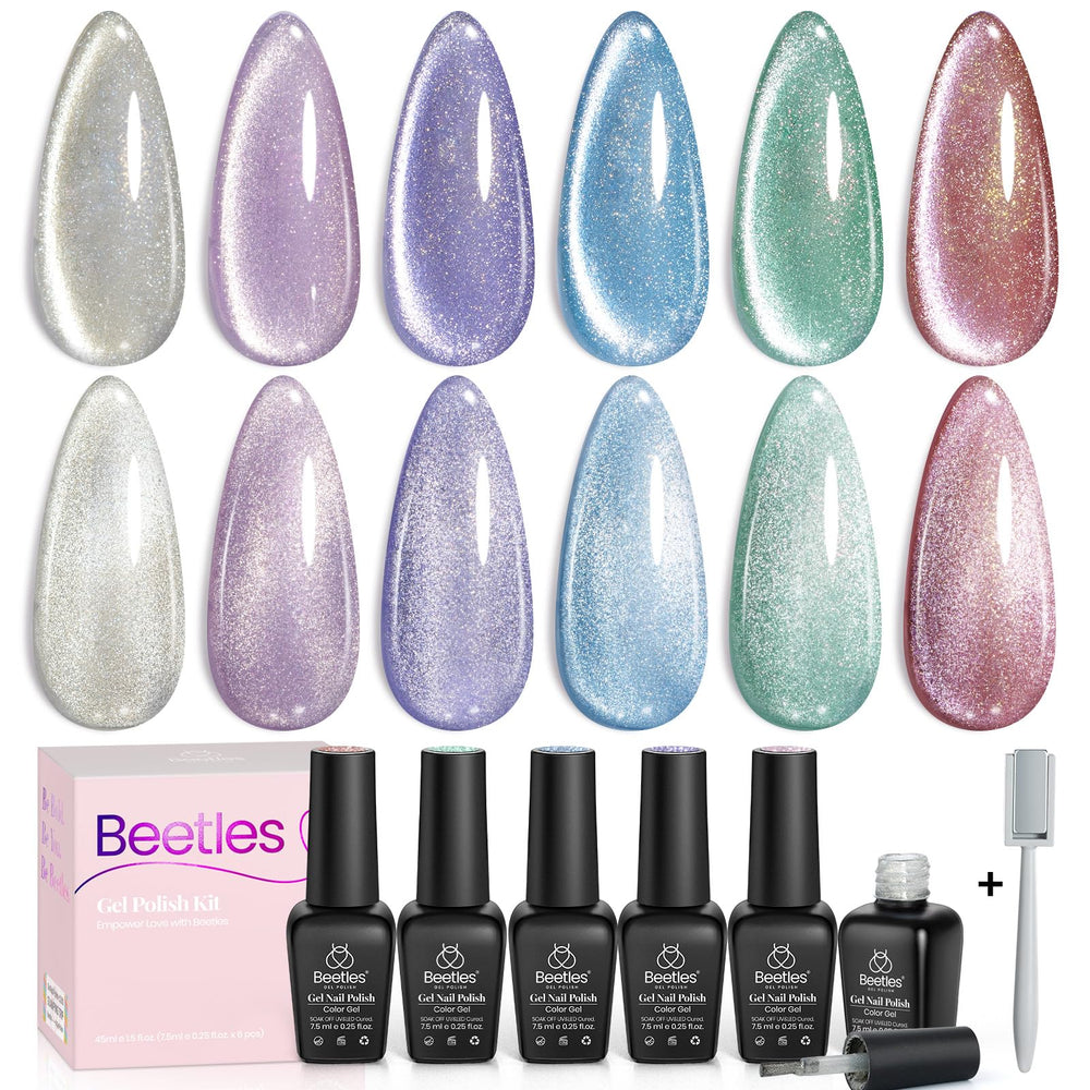 beetles lifestyle manicure setting with finished nails, useful for style inspiration