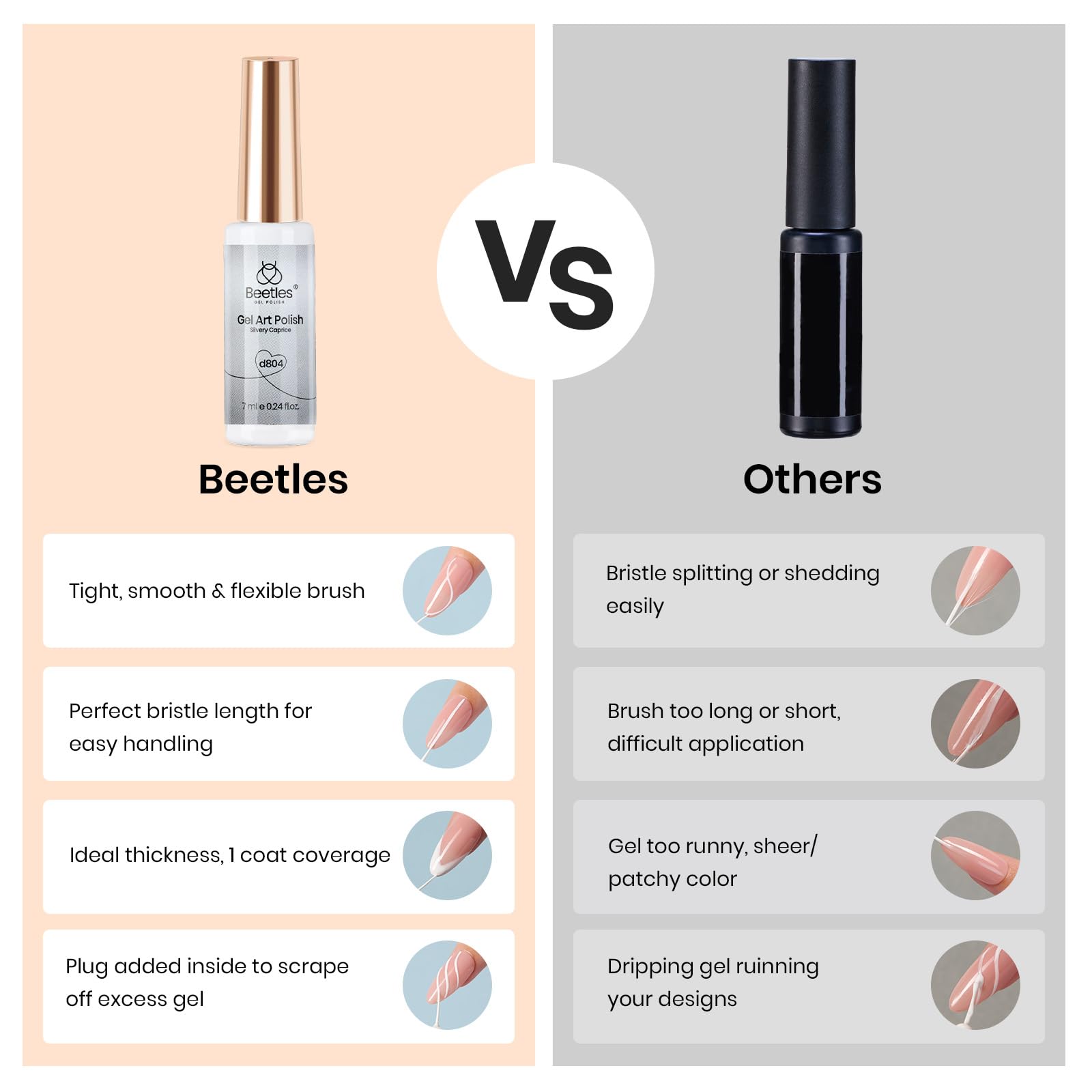 Beetles nail art in salon setting showcasing polished metallic finish