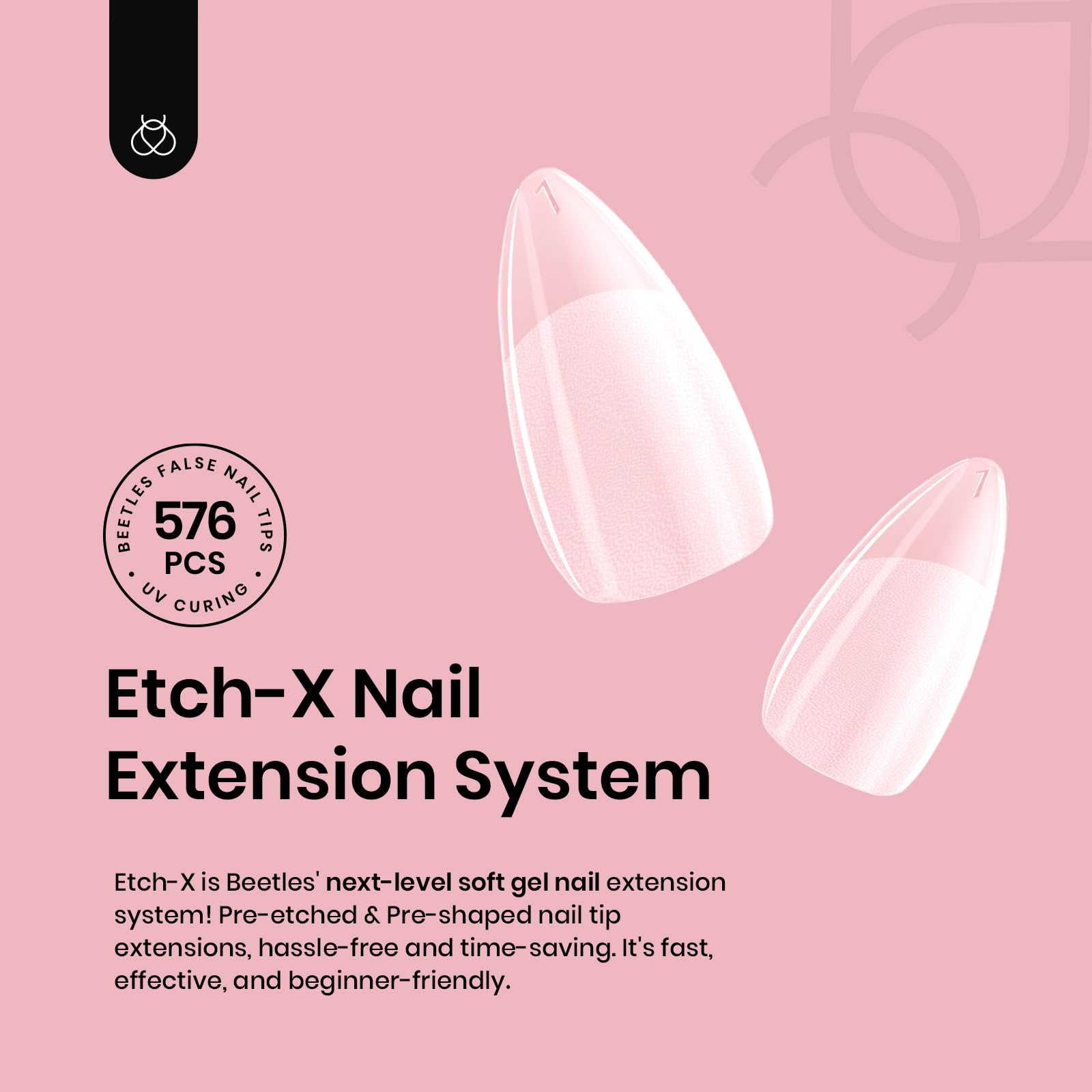 beetles finished almond nails in lifestyle setting demonstrating salon look benefit