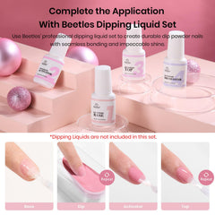 Beetles Gel Polish lifestyle model wearing neutral nails for versatility