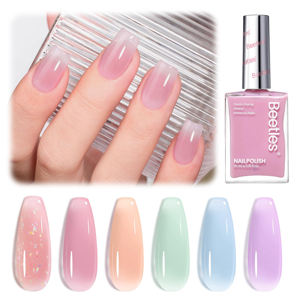 beetles manicure on hand with spring outfit showcasing versatile, everyday style