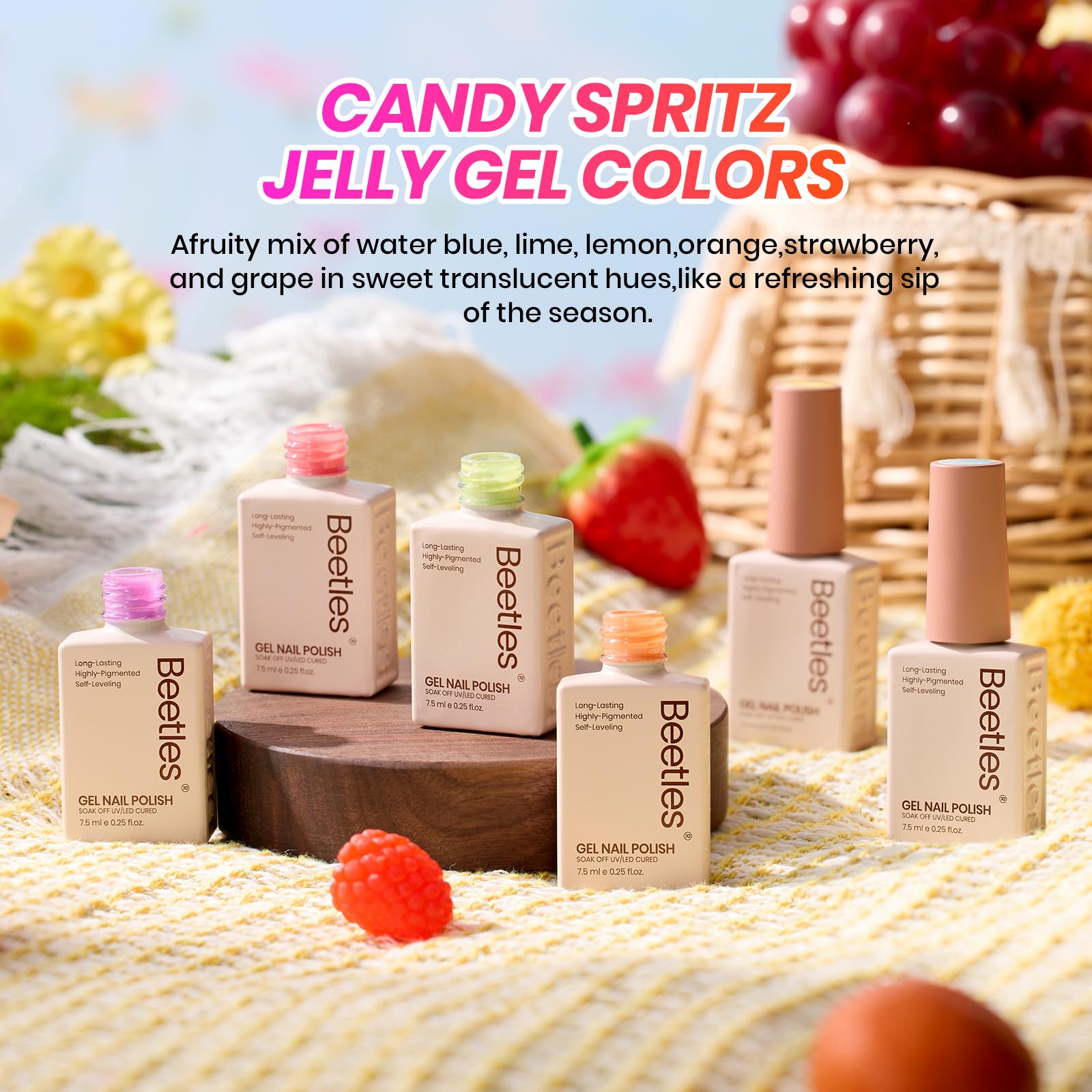 beetles lifestyle summer tabletop showing playful colors for seasonal looks