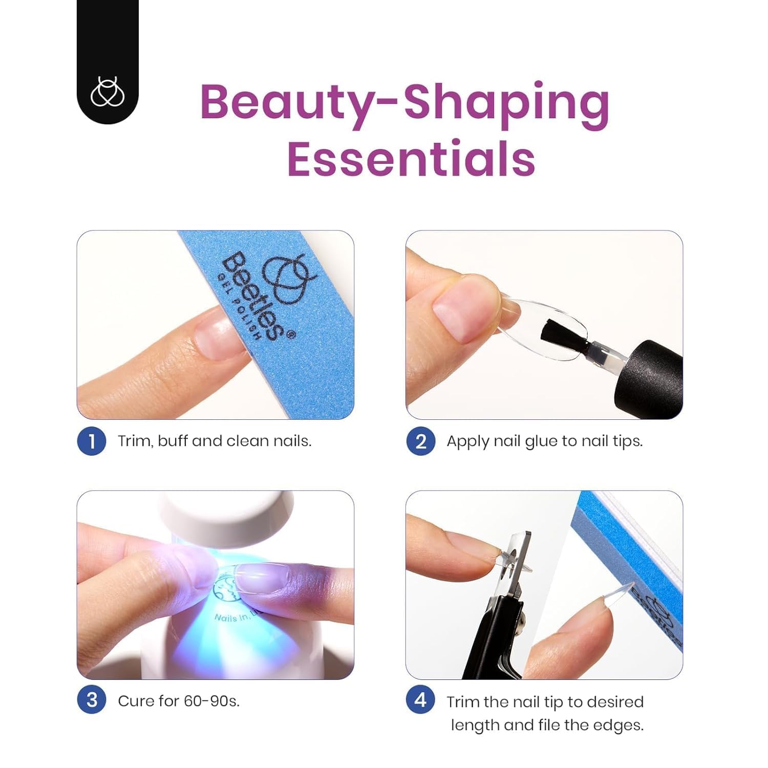 beetles lifestyle woman applying tips at home conveying easy DIY manicure