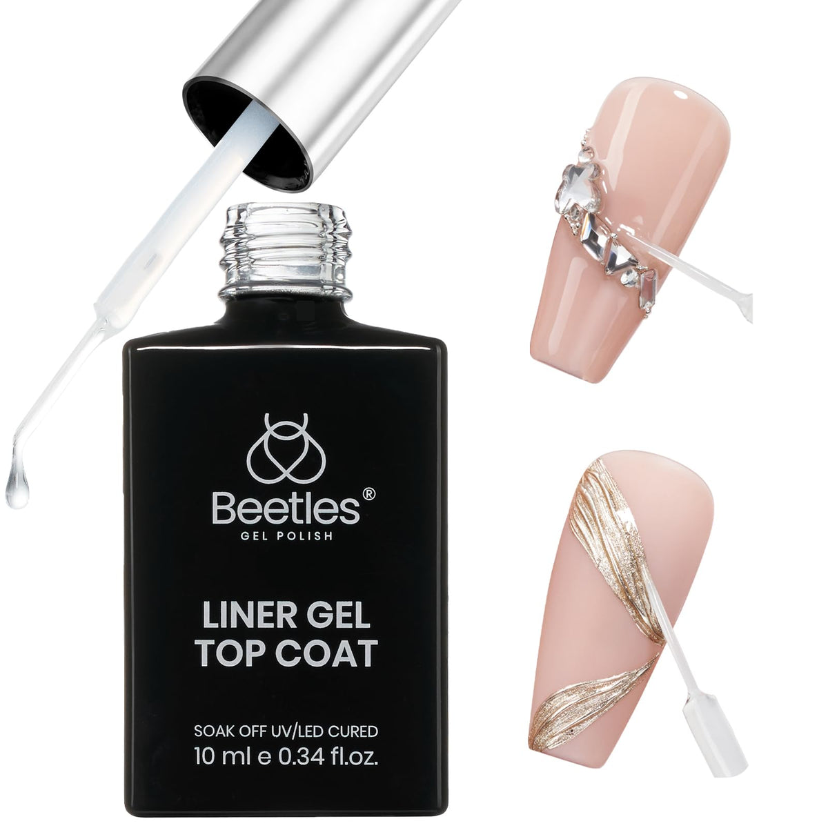 Beetles Gel Polish front bottle showing professional label and glossy finish benefit
