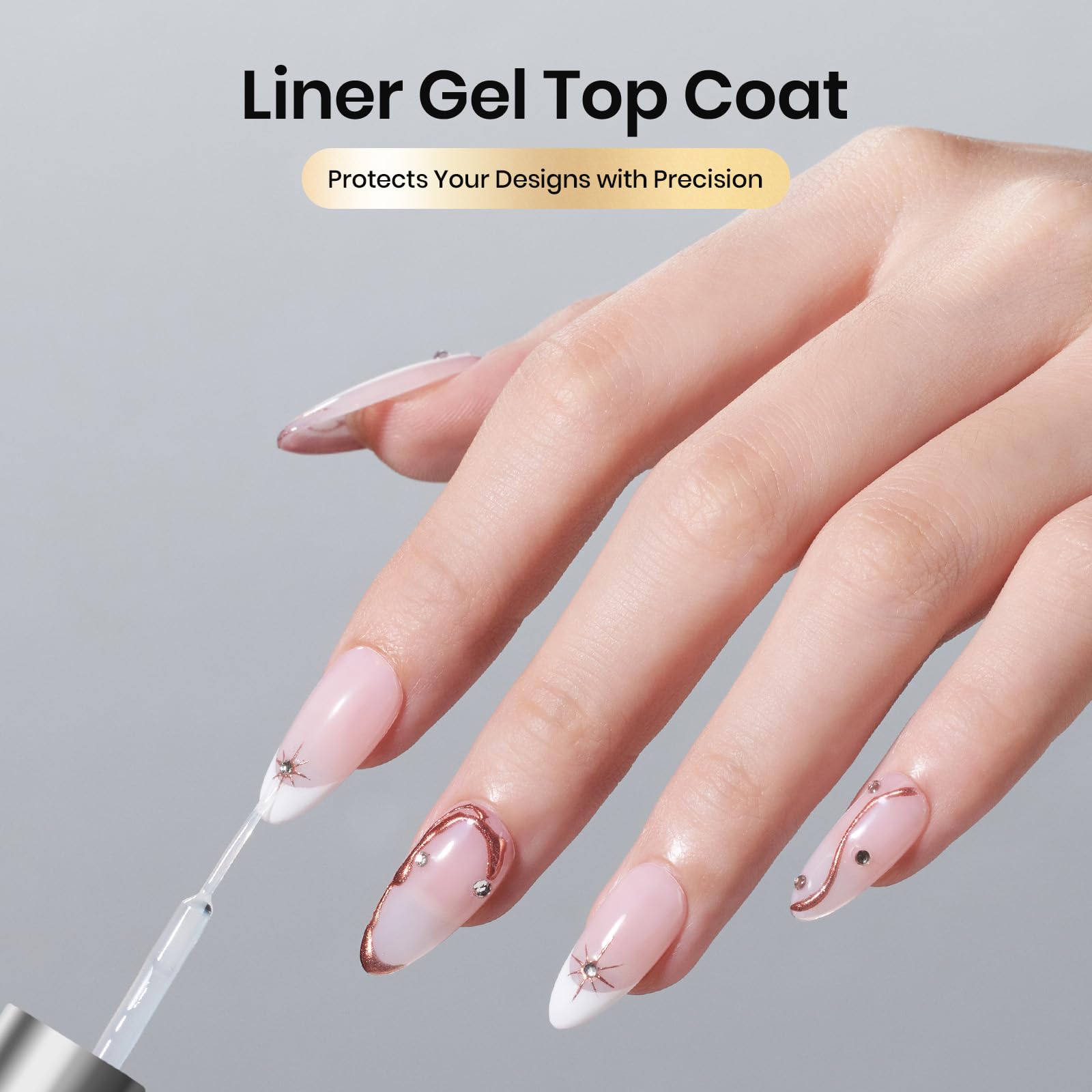 Beetles Gel Polish sealing rhinestones to secure embellishments and prevent lifting