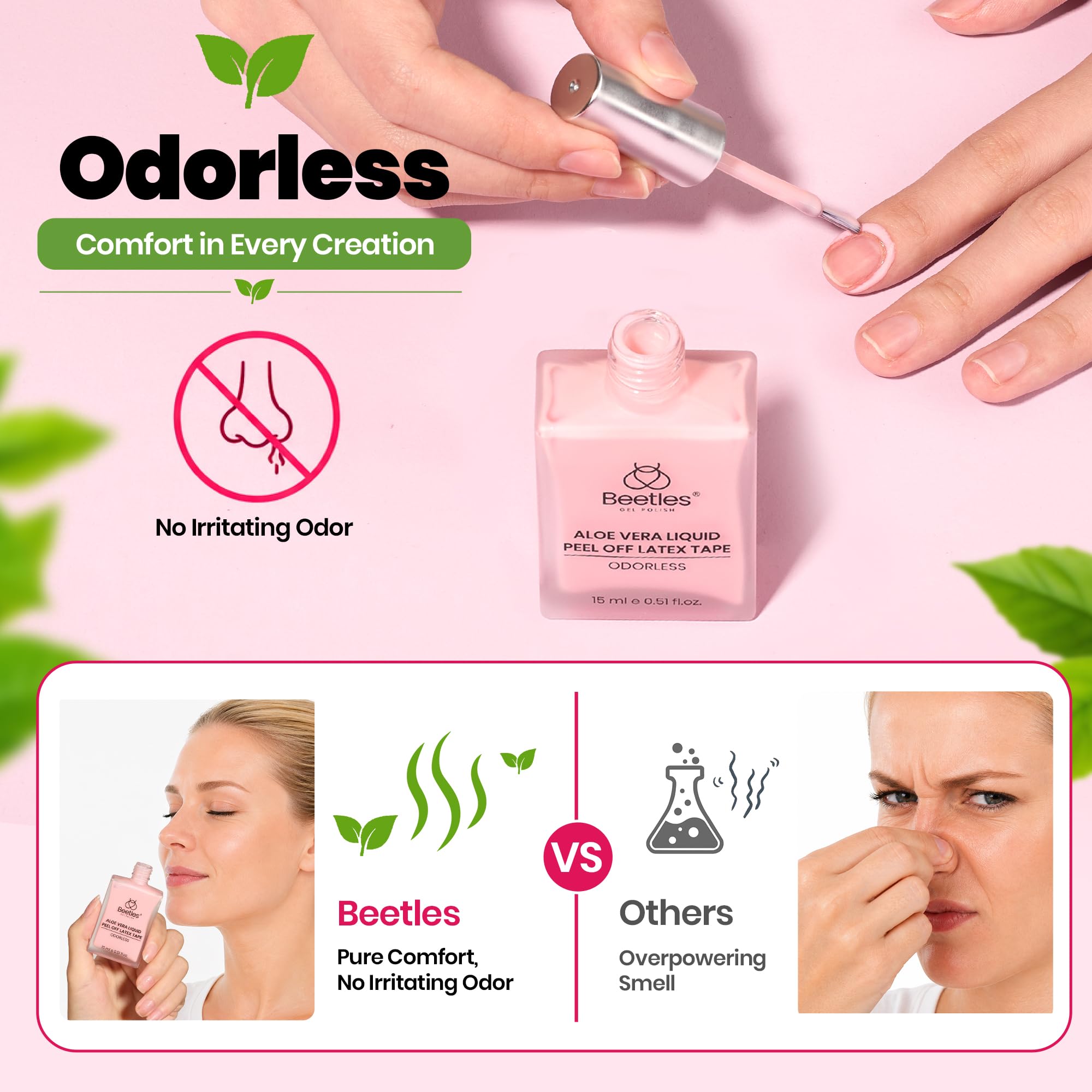 Beetles Gel Polish dried film close-up showing clear-pink barrier protecting skin
