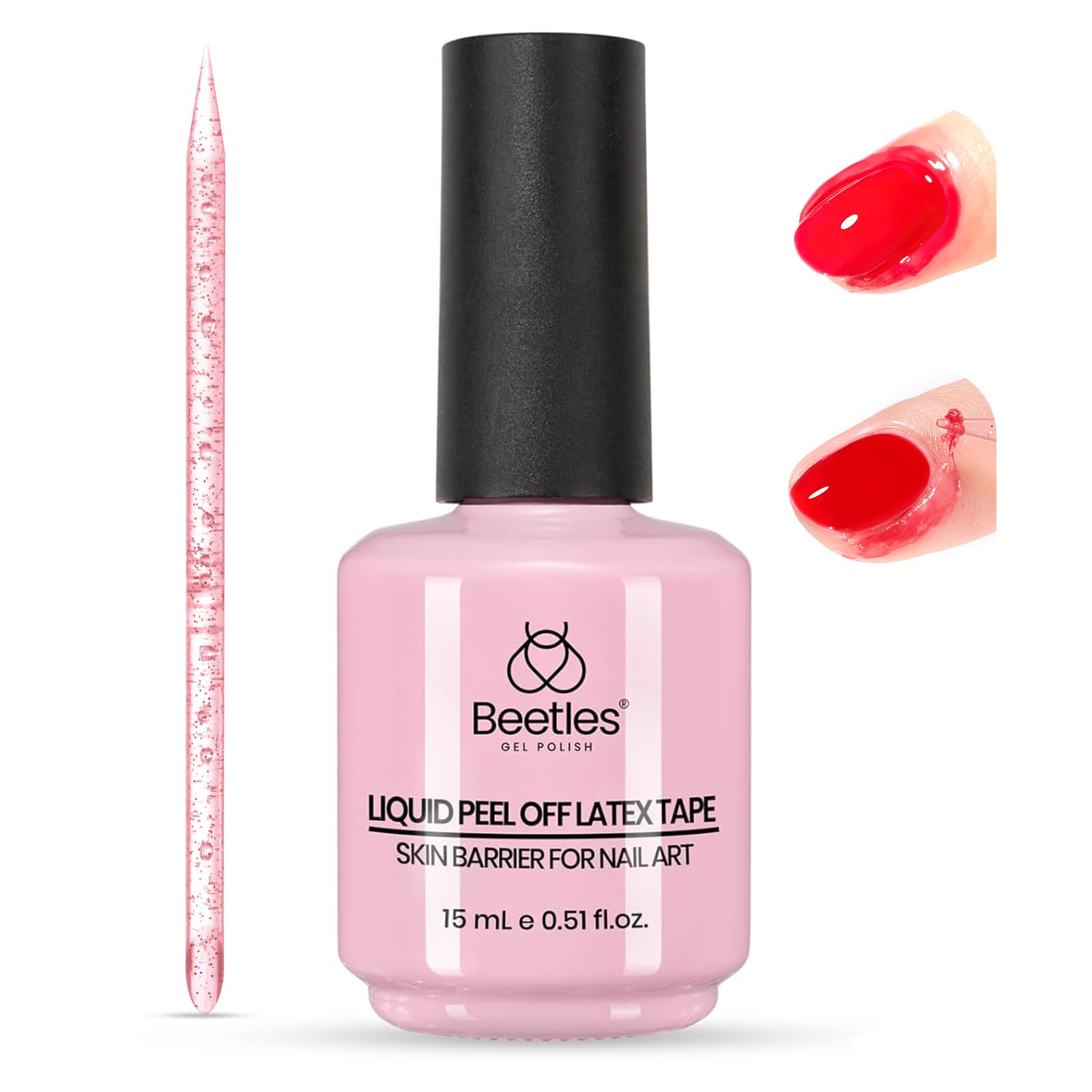 beetles liquid latex front bottle showing compact 15ml size and quick protection