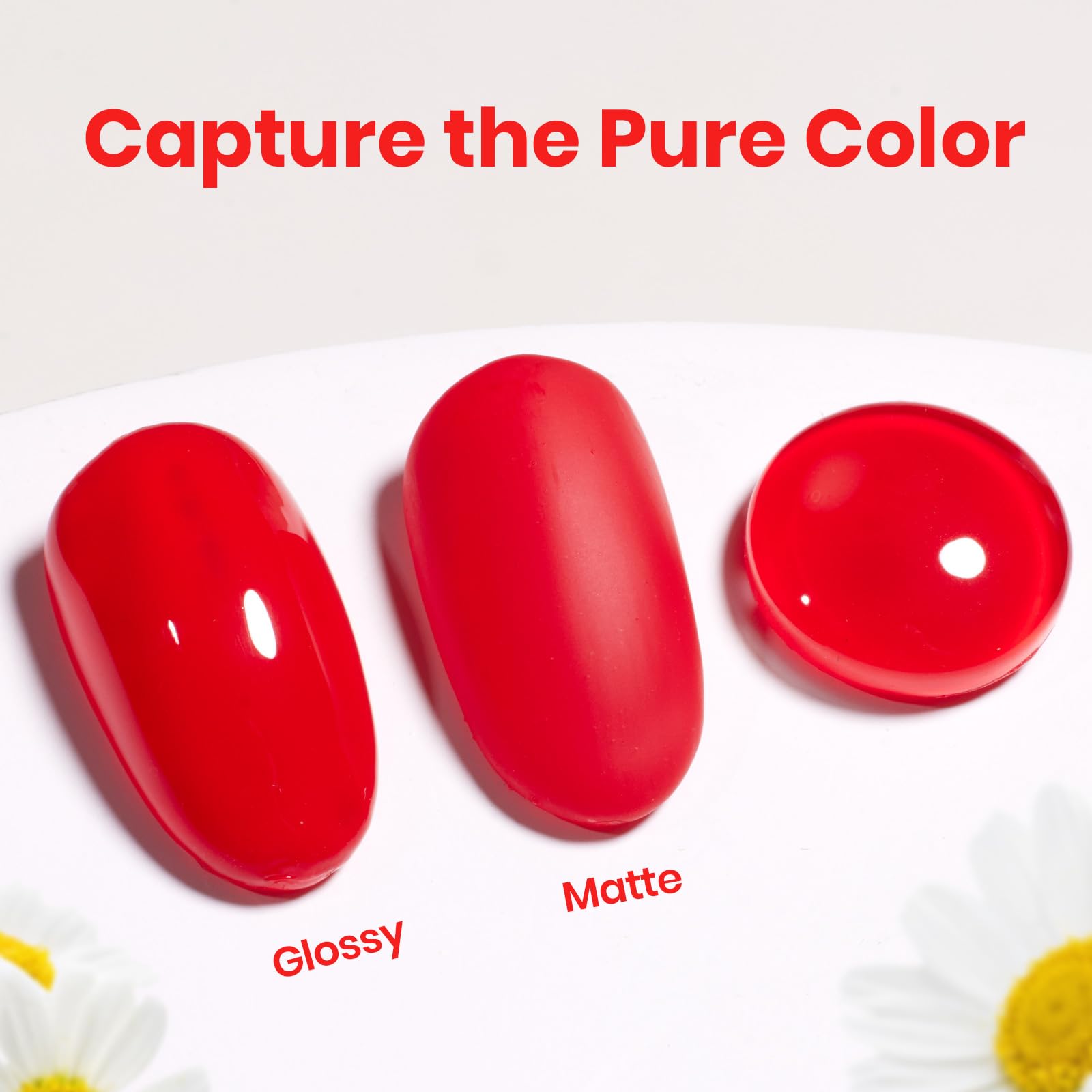 beetles nail swatch on sample tips showing vibrant orange-red payoff benefit