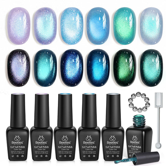 beetles Gel Polish front packaging showing six mermaid shades and magnet, professional kit
