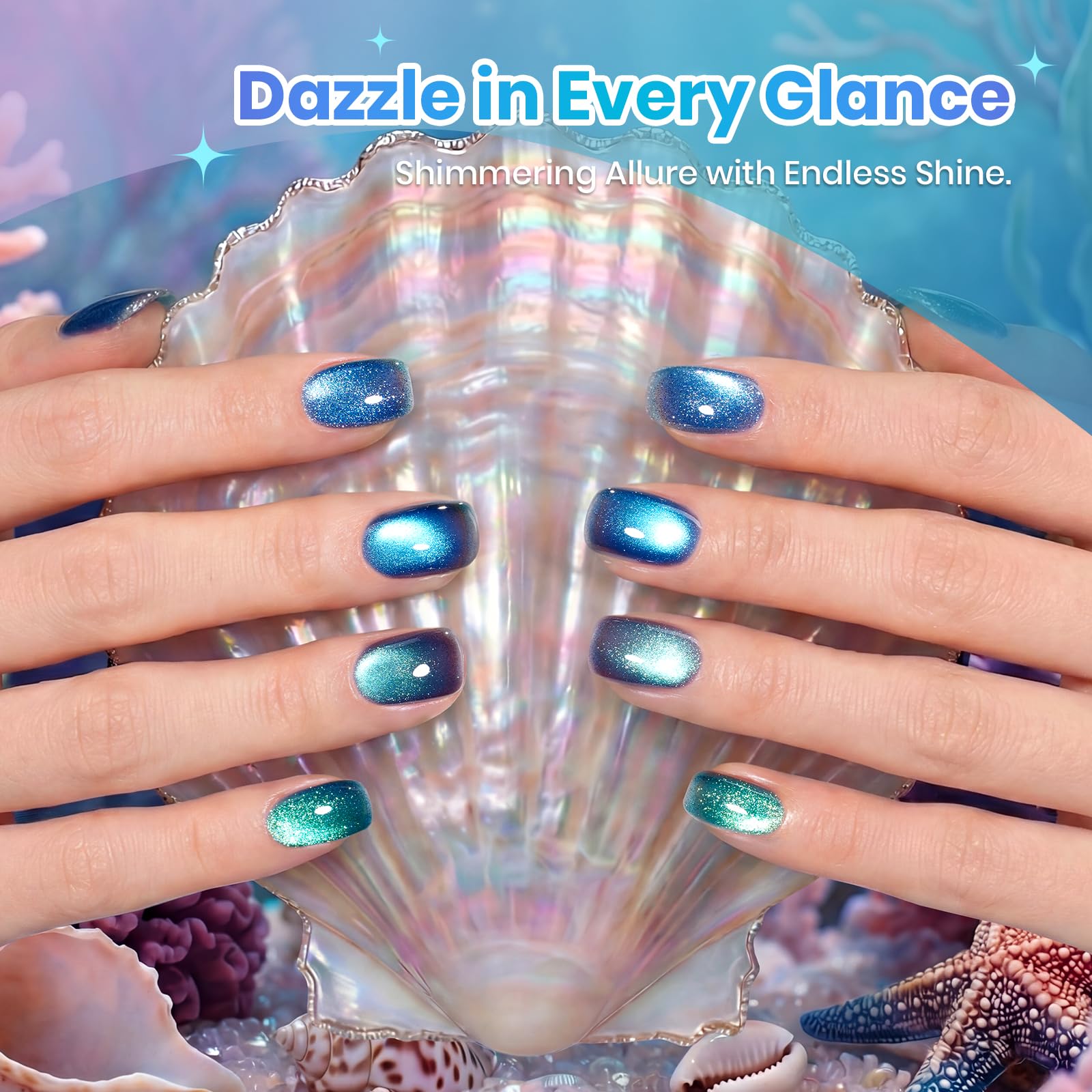 beetles Gel Polish closeup texture showing cat eye shimmer and reflective finish benefits