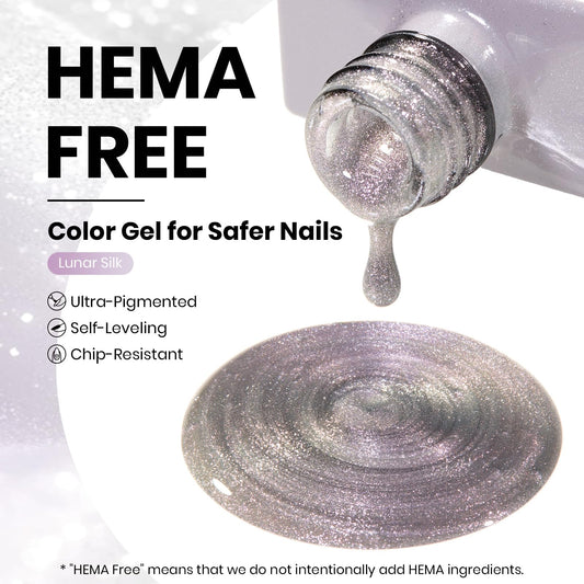 Beetles Gel Polish brush stroke demonstrating smooth application and high-reflective silver shimmer