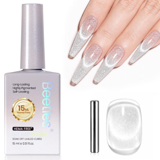 Beetles Gel Polish front bottle showing sleek silver label and 15ml capacity for easy storage