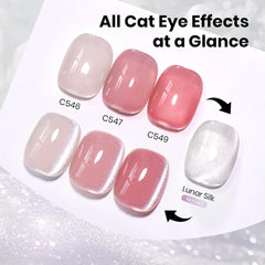 Beetles Gel Polish magnet in action creating a sharp cat eye beam for salon-quality designs