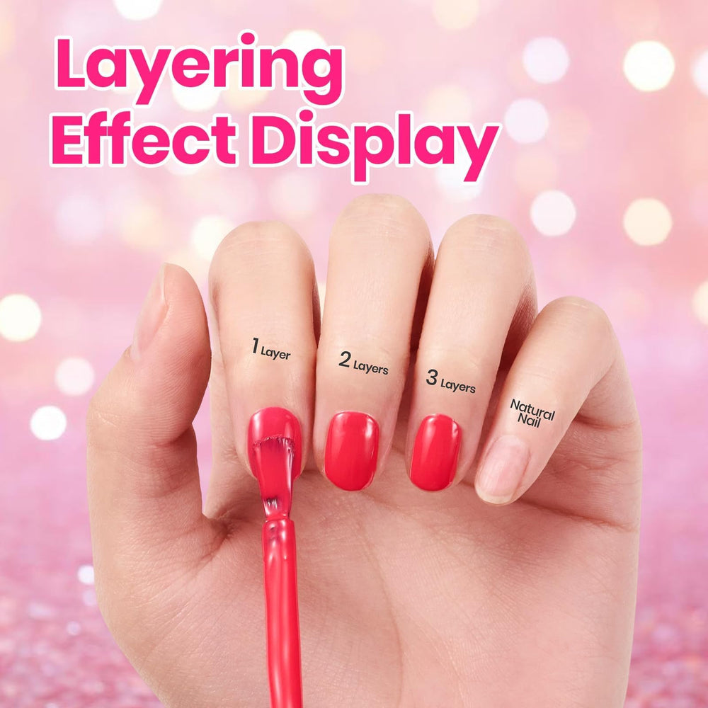 Beetles polish applied on fingernails showing glossy durable finish