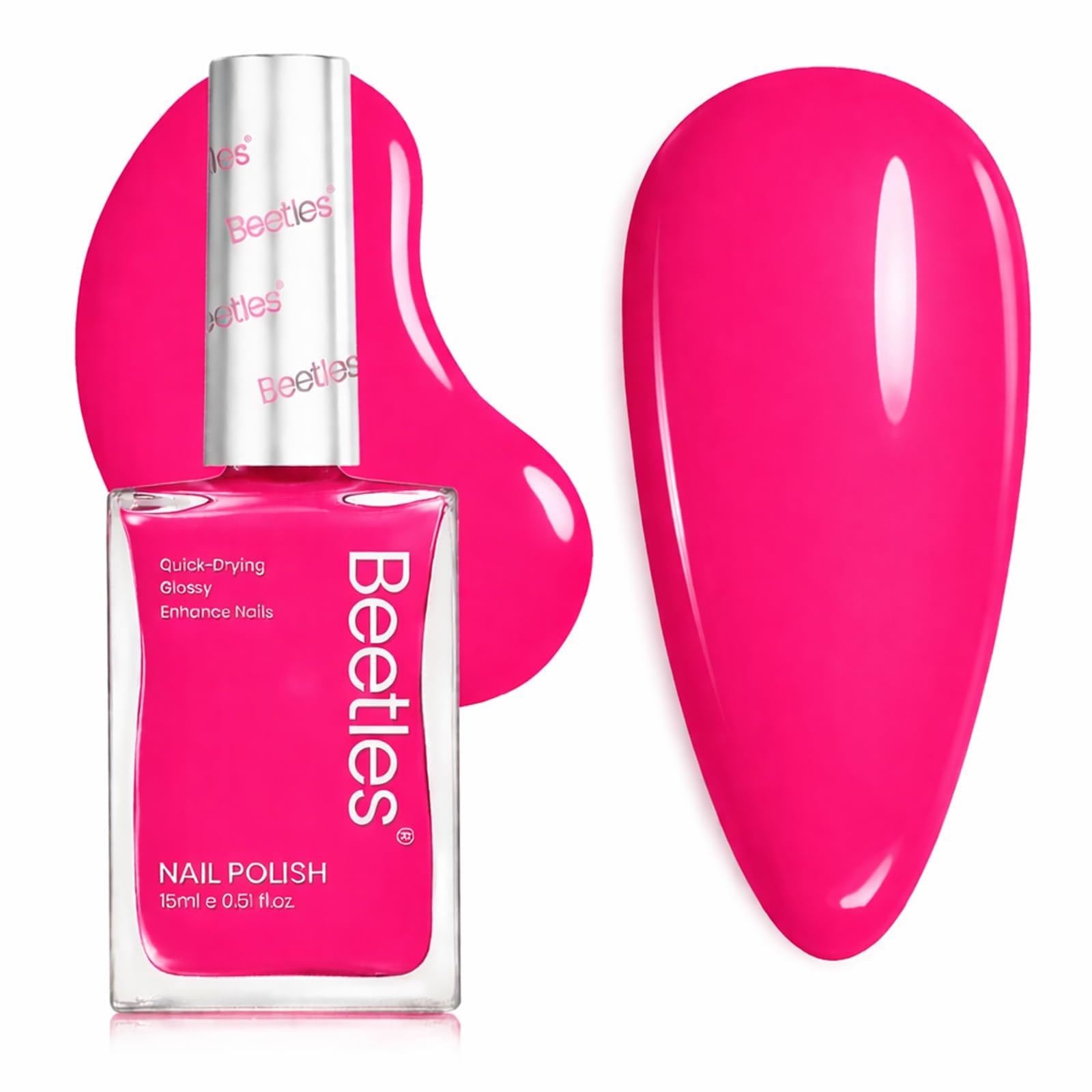 Beetles magenta beat bottle front view showing neon pink color and brand