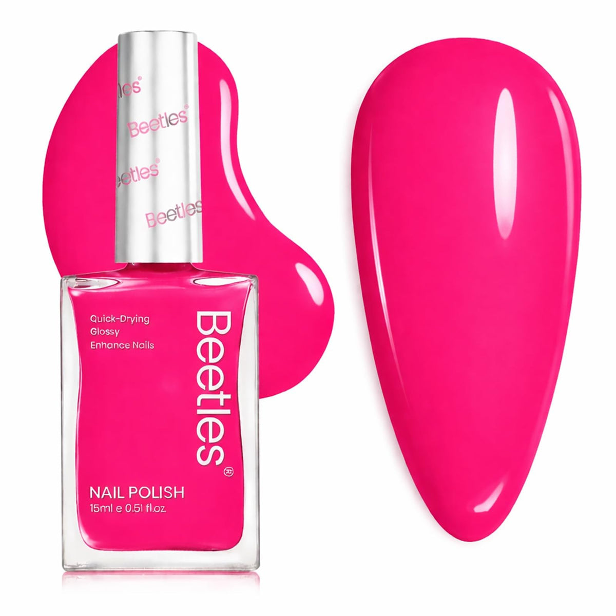 Beetles magenta beat bottle front view showing neon pink color and brand
