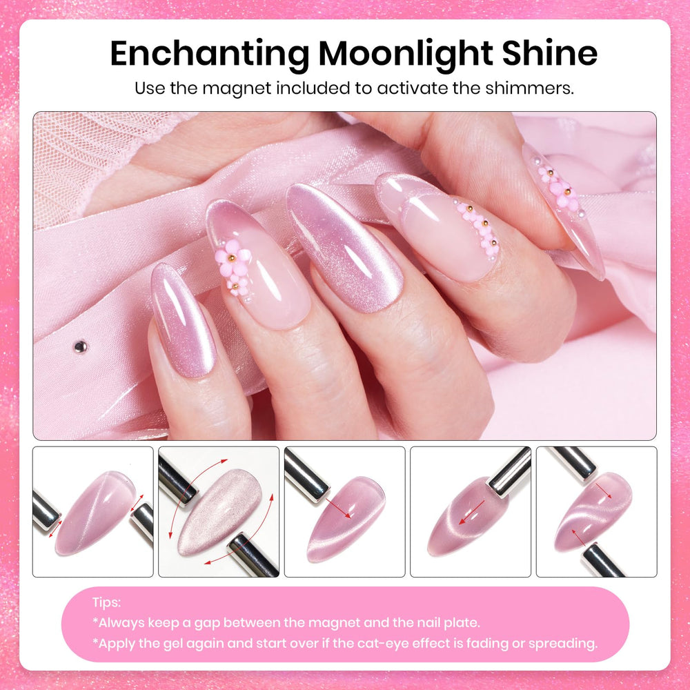 Beetles magnet held over nail demonstrating how to create cat eye line