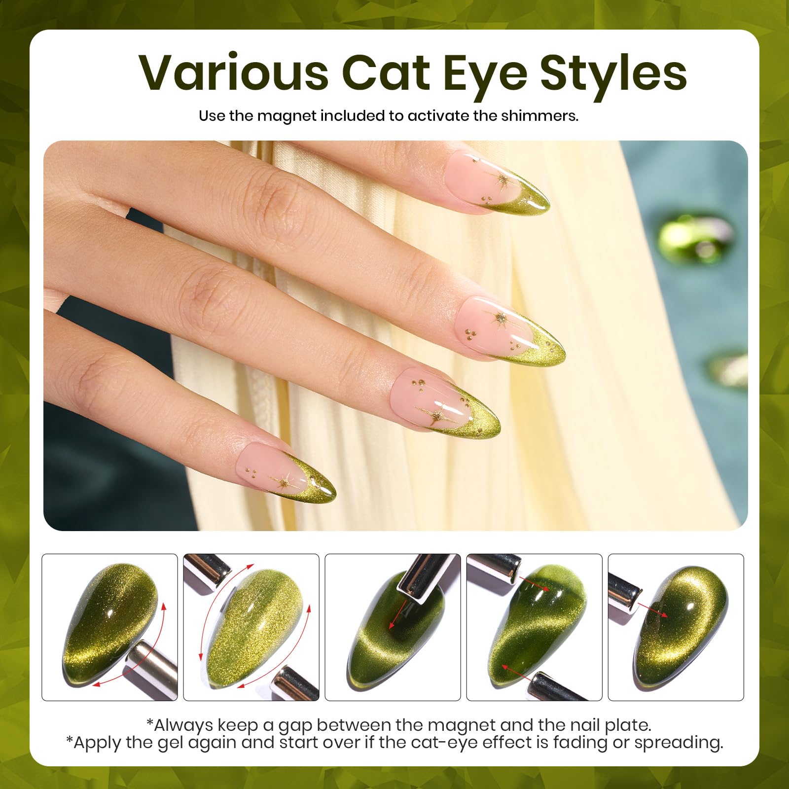 Beetles magnetic tool detail showing how to create the cat eye stripe effect