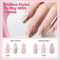 beetles model hands displaying finished glossy nude manicure
