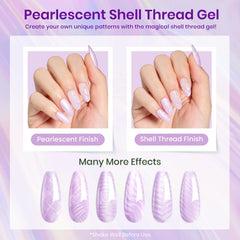 beetles polished hands wearing purple gel manicure, salon-finish benefit