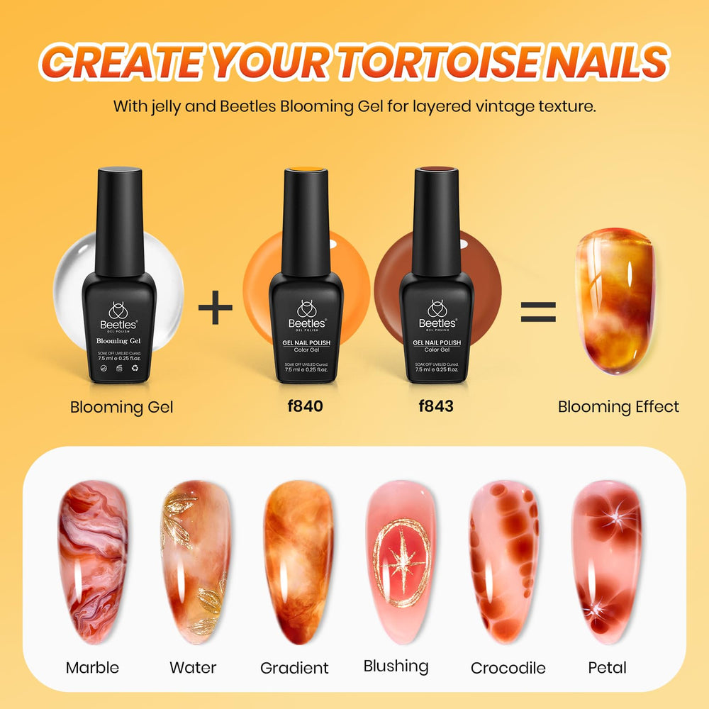 Beetles Gel Polish marble nail in use showcasing blooming effect for artistic nails
