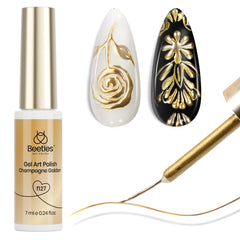 Beetles metallic gold bottle front showing label and slim shape for easy handling