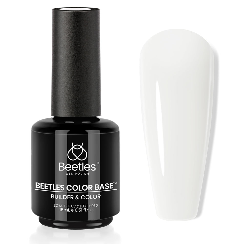 beetles bottle front view showing milky white gel and 15ml capacity benefit strength