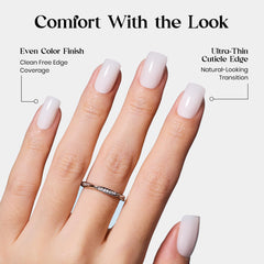 beetles milky white in-hand application demonstrating quick press-on benefit