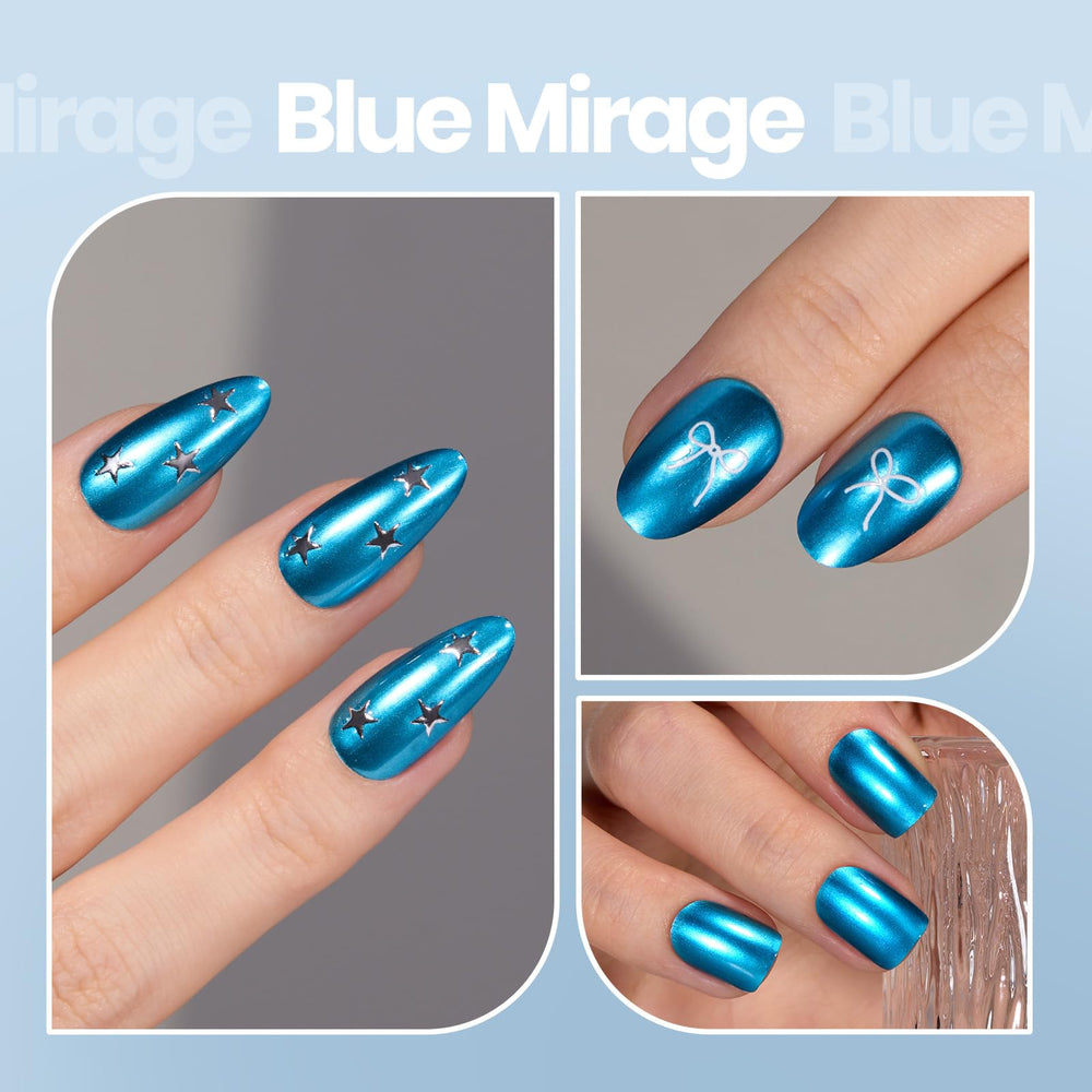 Beetles manicure in evening setting showing dramatic blue sheen and style boost benefit