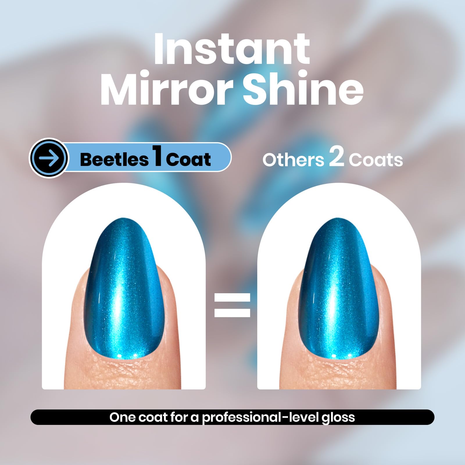Beetles swatch fan showing vivid one-stroke color and full coverage benefit