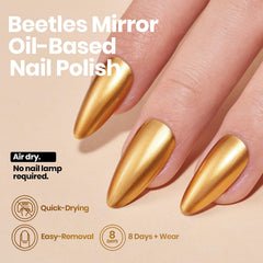 Beetles Mirror Gold brush stroke close-up demonstrating smooth application and coverage