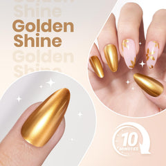 Beetles Mirror Gold manicure in lifestyle setting highlighting instant glamorous effect