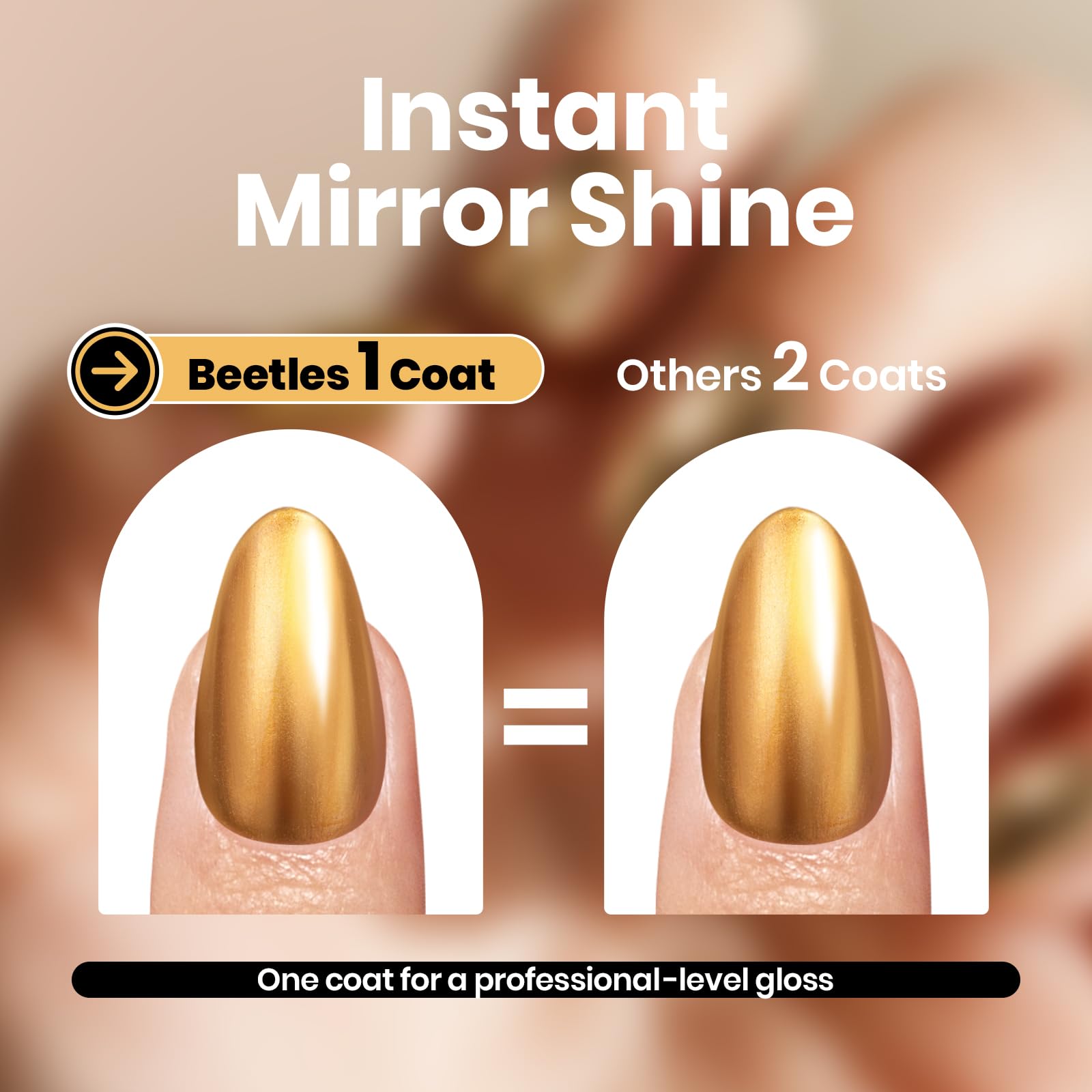 Beetles Mirror Gold swatch on nail wheel showing intense metallic gold color payoff