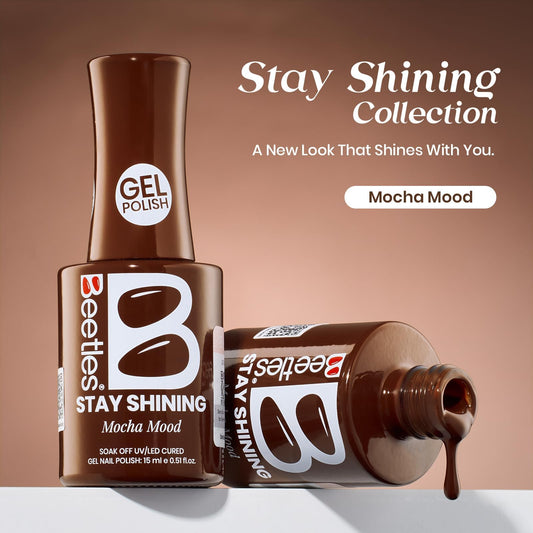 Beetles Gel Polish brush stroke of mocha mood showing smooth coverage benefit