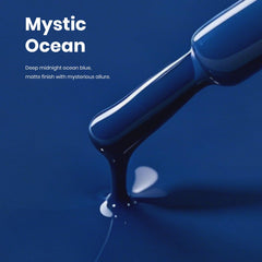 beetles Mystic Ocean on fingers swatch highlighting rich color payoff and elegance