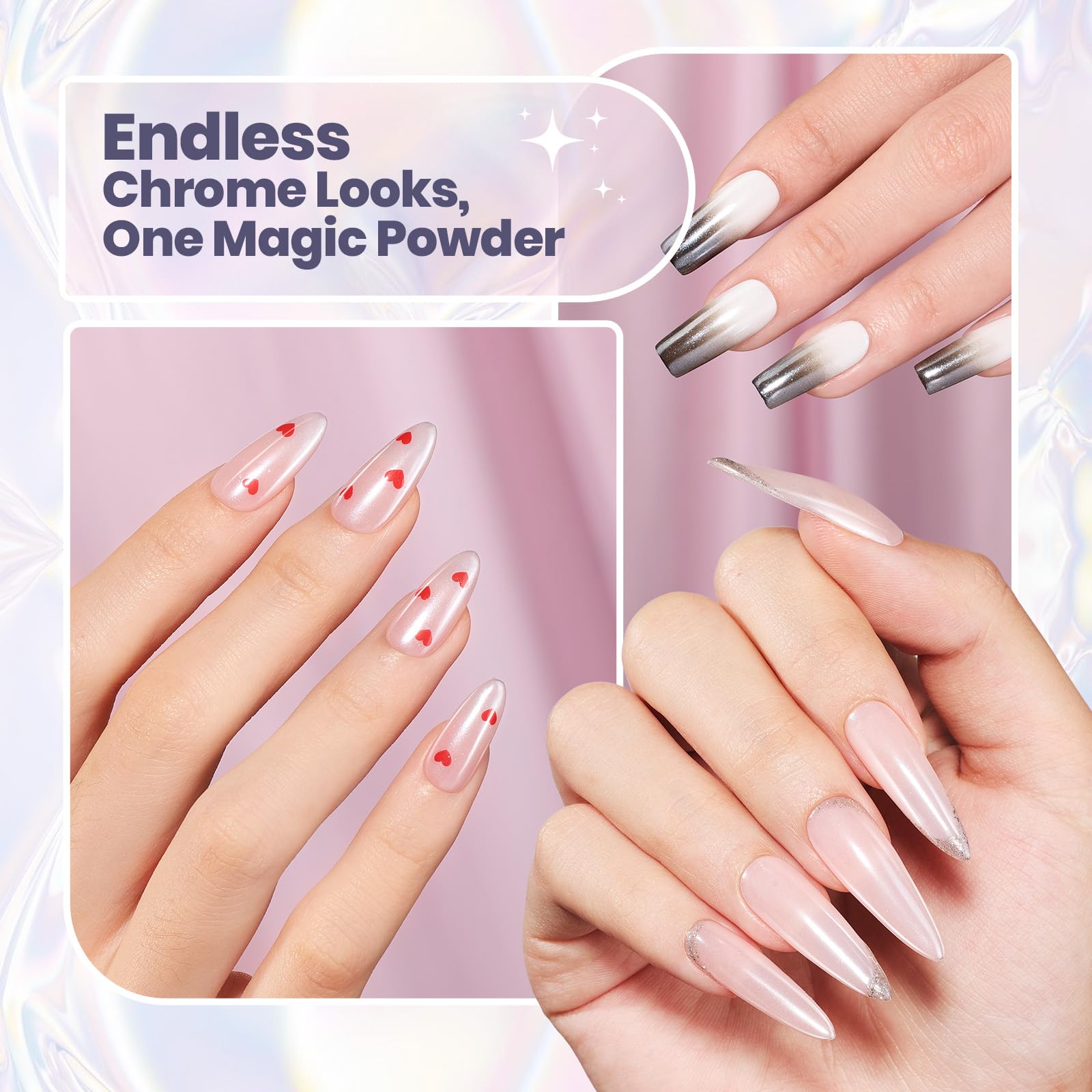 Beetles before-and-after nails demonstrating mirror pearl effect benefit