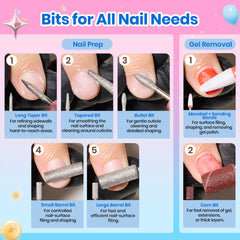 beetles nail drill with bits highlighting ergonomic drill and multiple heads benefit: precise shaping