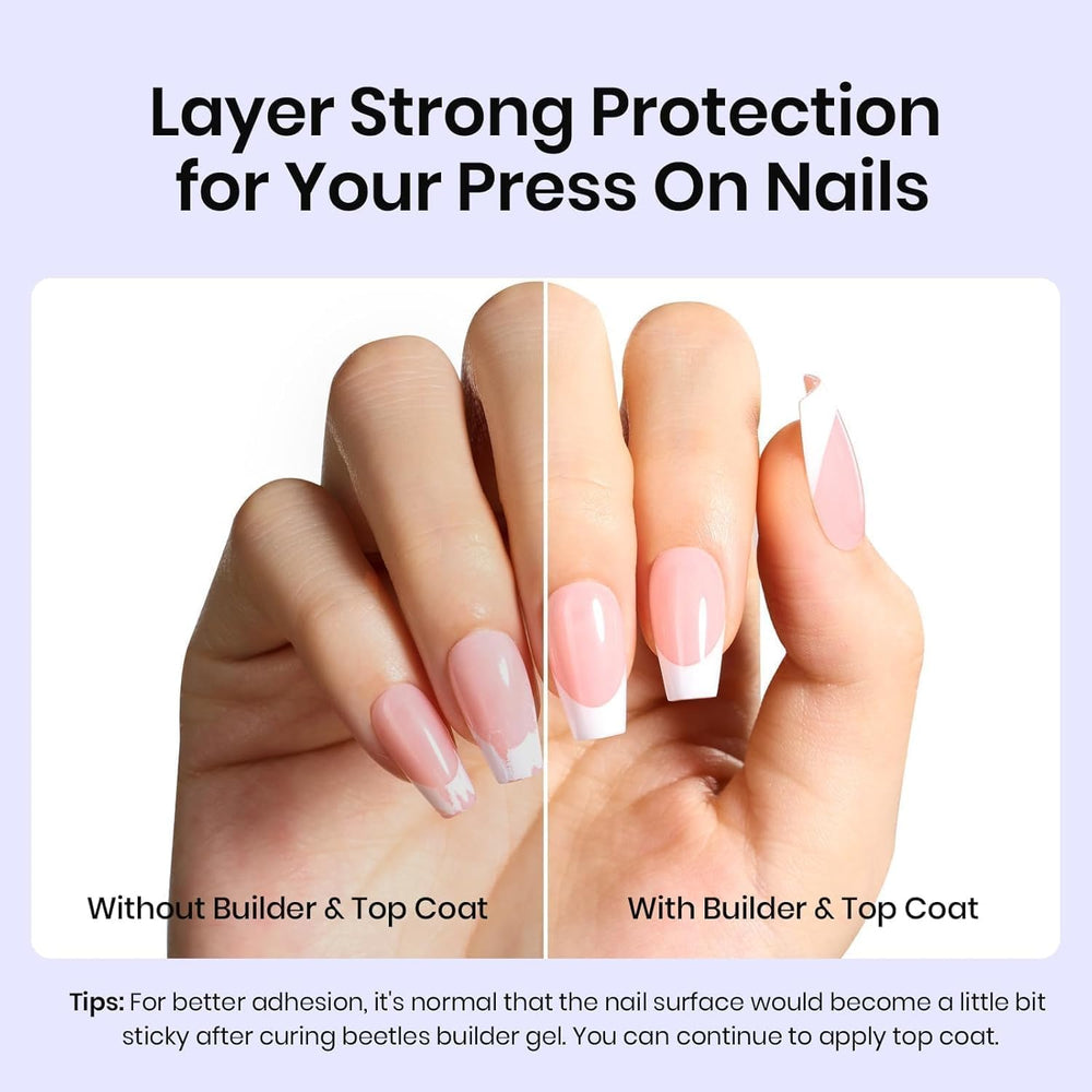 beetles Gel Polish nail glue drop on tip illustrating fast adhesion benefit