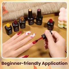 beetles nail on hand in use demonstrating cured glossy finish benefit