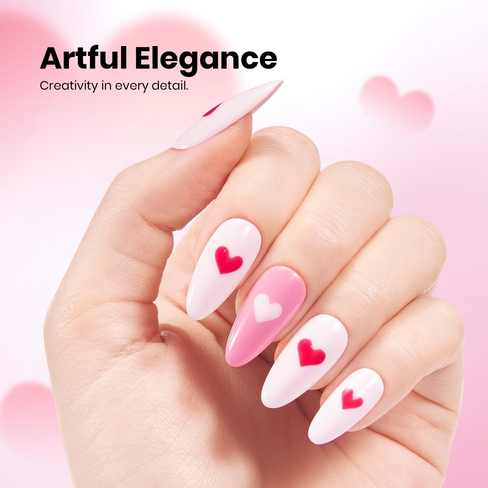 Beetles nail swatch on hand model shows soft pink result and wearable shine
