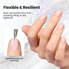 beetles nail swatch on hand displaying moonlit opal glow and strengthened nails
