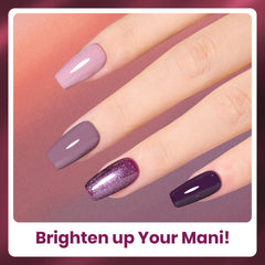 beetles nail swatches wheel displaying all six purple shades for easy color selection