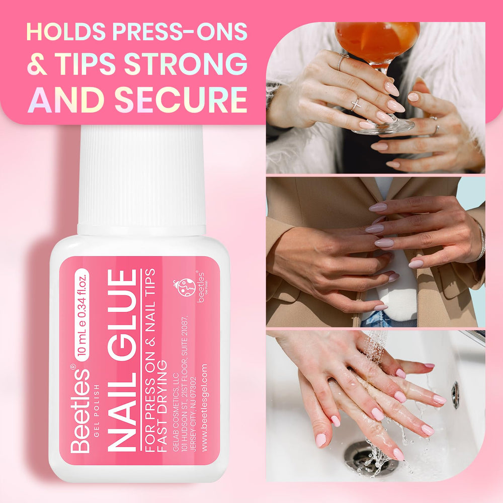 Beetles nail tips bonded side view illustrating strong, durable adhesion