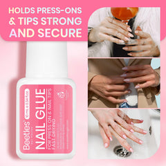 Beetles nail tips bonded side view illustrating strong, durable adhesion