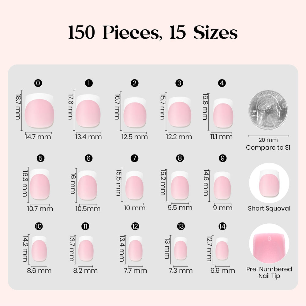 Beetles press-on nails on hand model, offering a polished everyday look