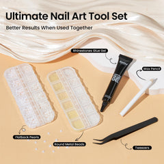 beetles nails with caviar beads demonstrating finished manicure durability and shine