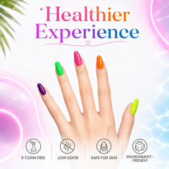 beetles fingertip swatches showing neon finish and high-gloss benefit
