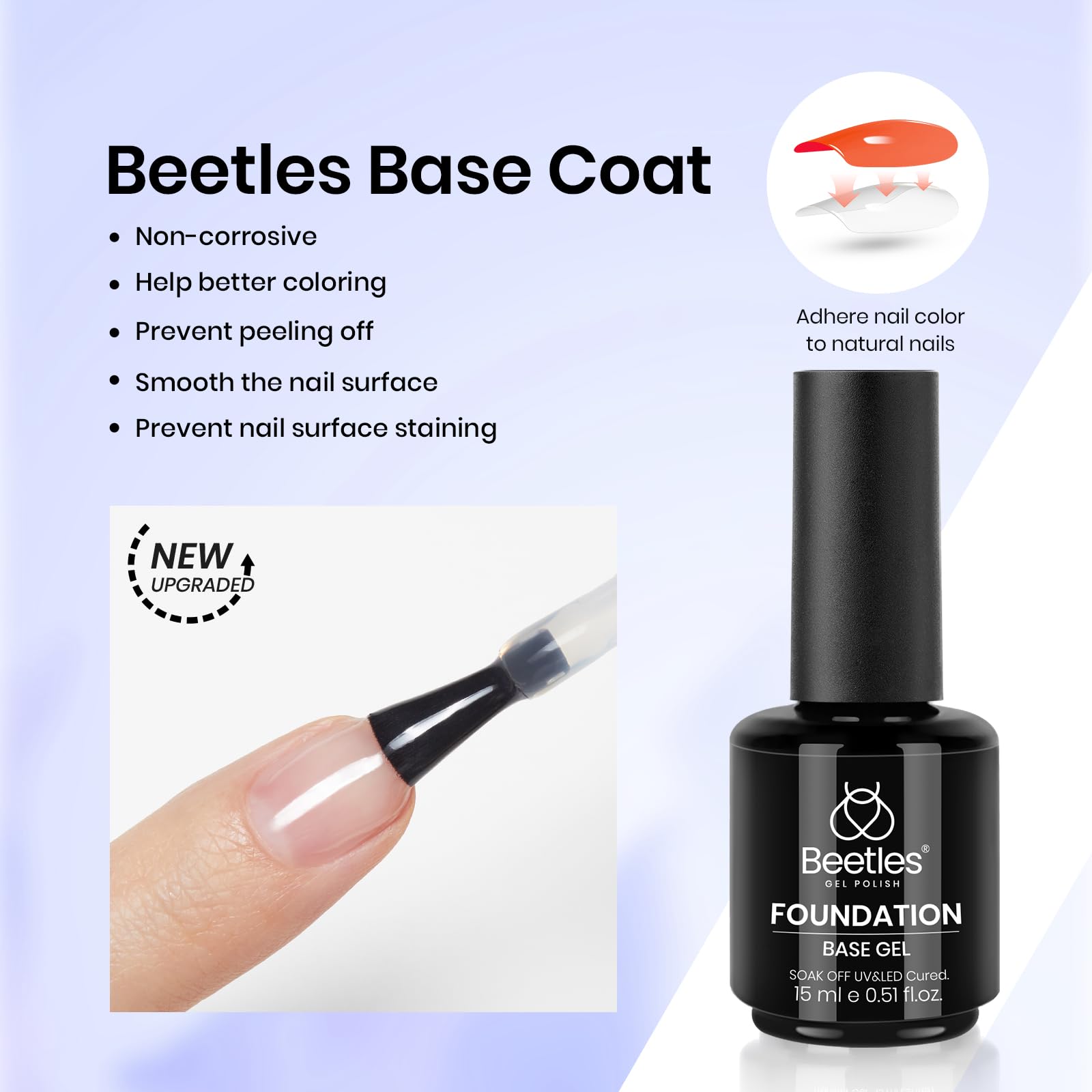 beetles no-wipe top coat bottle label highlighting instant glossy finish