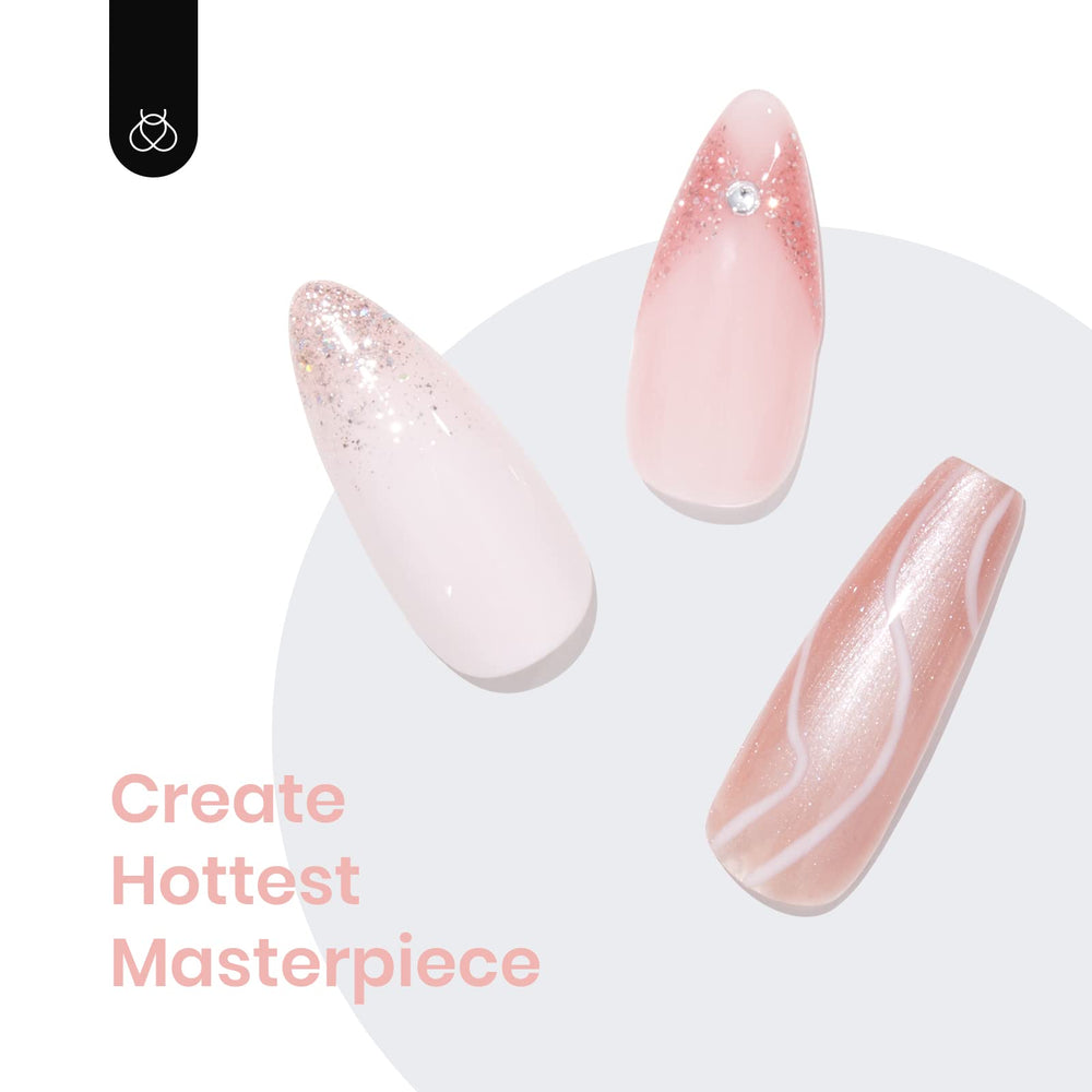 Beetles arranged bottles of nude pink and champagne glitter for cohesive palettes
