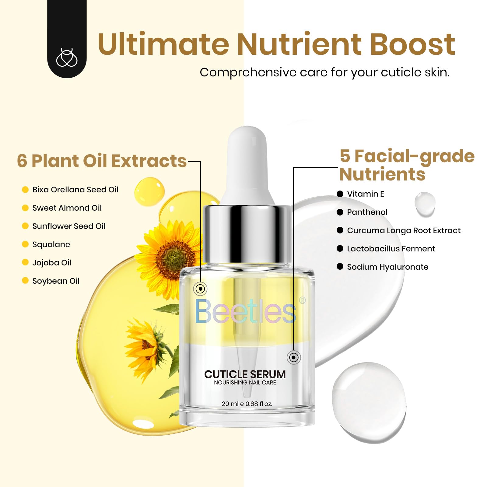 beetles oil texture on nail demonstrating quick absorption benefit